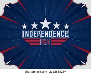 American Independence Day Background with Comic Style