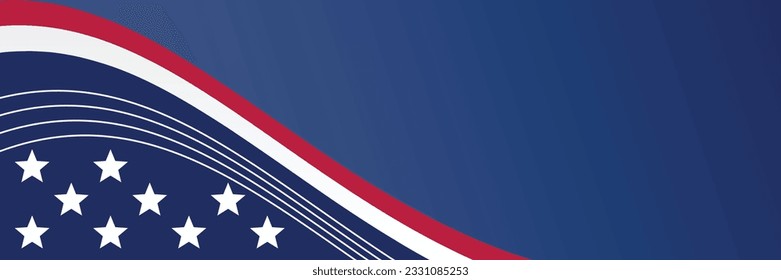 antecedentes del día de la independencia estadounidense, con bandera decorada y espacio libre para texto. diseño vectorial para banner, tarjeta de saludo, folleto, web, medios sociales.