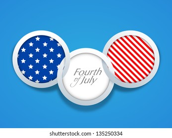 American Independence Day background with flag badge having text Fourth of July.