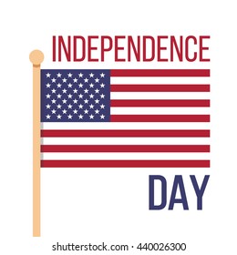 American independence day background. American flag with stripes, stars and stylish title. Flat design graphics for web sites, web banner, infographics, printed materials. Vector illustration