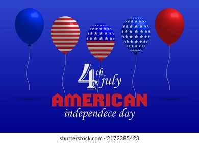 american independence day background, with flying balloon decoration, vector illustration
