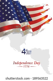 American Independence Day, background with national flag. Vector illustration 8 eps.