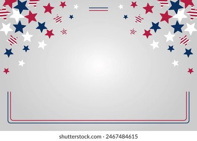 American Independence Day Hintergrund, mit Sterndekoration. Vorlage-Design für Banner, Grußkarte, Präsentation, Broschüre, Web, Social Media.