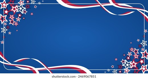 American independence day background, with stars and ribbon decoration. design free copy space area. template for banner, greeting card, poster