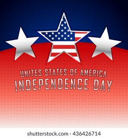 american independence day background with three silver stars