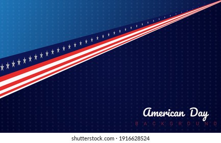 American Independence Day Background. USA flag colors bright fourth of july wallpaper. Red and white outline with stars on blue background.