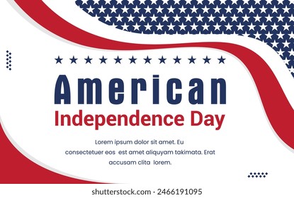American Independence Day banner template design with American flag frame and star pattern decoration