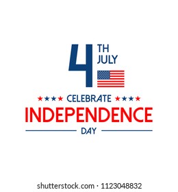 American Independence day card with USA flag and light background