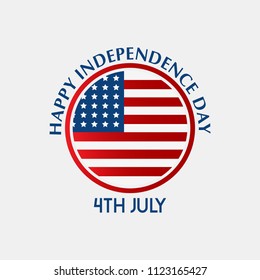 American Independence day card with USA flag and light backgroun