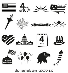 American Independence Day Celebration Icons Set Eps10