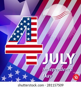 American Independence Day. Celebratory background with banner and stars