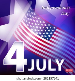 American Independence Day. Celebratory background with banner and stars