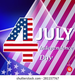 American Independence Day. Celebratory background with banner and stars