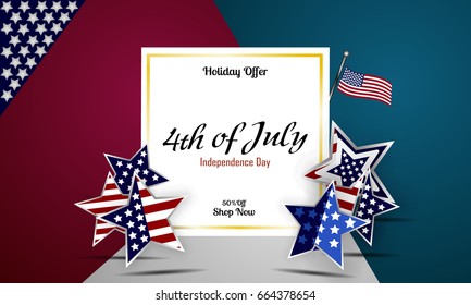 American Independence Day design. A template background for greeting cards, posters, leaflets and brochure. Vector lettering illustration EPS10