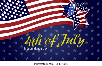 American Independence Day design. A template background for greeting cards, posters, leaflets and brochure. Vector lettering illustration EPS10