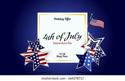 American Independence Day design. A template background for greeting cards, posters, leaflets and brochure. Vector lettering illustration EPS10