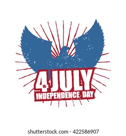 American Independence Day. Eagle in grunge style. USA symbol. National Patriotic July 4th holiday. State Emblem of celebration
