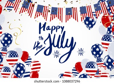 American Independence Day. Festive vector illustration EPS 10. Background Vector. Ready for  Design