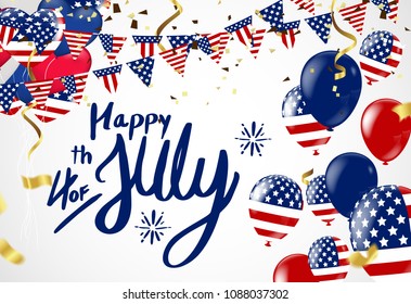 American Independence Day. Festive vector illustration EPS 10. Background Vector. Ready for  Design