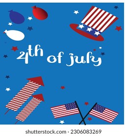 Día de la Independencia de Estados Unidos. Ilustración vectorial festiva EPS 10,Día de la Independencia Norteamericano 4 de julio, ilustración vectorial