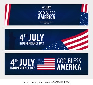 American Independence Day. God Bless America. 4th July. Template background for greeting cards, posters, leaflets and brochure. Vector illustration