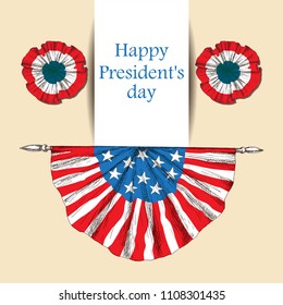 American independence day. Hat with the flag of the United States of America with the tape. The American symbol is uncle Sam's hat. Hand drawing in sketch style.