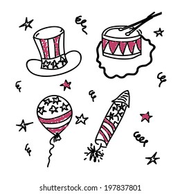 American Independence Day icon set of four objects