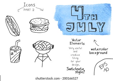 American Independence Day icon set of four objects. Part 2