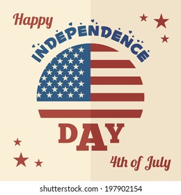 American Independence Day July 4, flat design greeting card