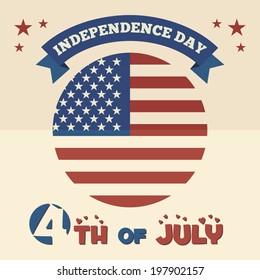 American Independence Day July 4, flat design greeting card