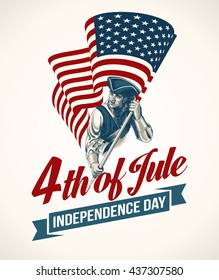 American Independence Day lettering design. A template background for greeting cards, posters, leaflets and brochure. Vector illustration EPS10