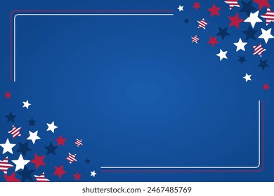 american independence day poster template, with star decoration. design free copy space area