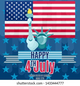 American Independence Day poster with torch in hand