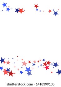 American Independence Day red blue white stars vector backgound. USA flag colors stylish july 4th wallpaper. Flying stars confetti american symbols. Independence day celebration design.