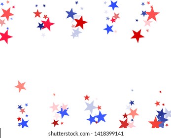 American Independence Day red blue white stars vector backgound. USA flag colors bright fourth of july wallpaper. Flying star sparkles american symbols. Independence day celebration illustration.