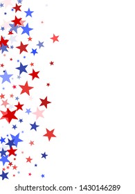 American Independence Day red blue white stars vector backgound. USA flag colors simply fourth of july wallpaper. Flying stars confetti american symbols. Independence day celebration design.