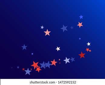 American Independence Day red blue white stars vector backgound. USA flag colors minimal fourth of july wallpaper. Flying star sparkles american symbols. Independence day celebration illustration.