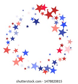 American Independence Day red blue white stars vector backgound. USA flag colors patriotic July 4th wallpaper. Flying star sparkles american symbols. Independence day celebration design.