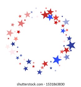 American Independence Day red blue white stars vector backgound. USA flag colors stylish fourth of july wallpaper. Flying star sparkles american symbols. Independence day celebration backdrop.