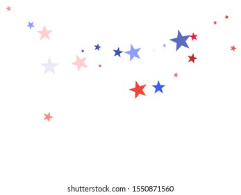 American Independence Day red blue white stars vector backgound. USA flag colors stylish july 4th wallpaper. Flying star sparkles american symbols. Independence day celebration graphics.