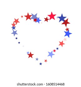 American Independence Day red blue white stars vector backgound. USA flag colors stylish fourth of july wallpaper. Flying stars confetti american symbols. Independence day celebration graphics.