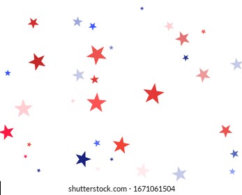 American Independence Day red blue white stars vector backgound. USA flag colors stylish fourth of july wallpaper. Flying star sparkles american symbols. Independence day celebration illustration.