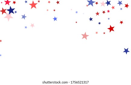 American Independence Day red blue white stars vector backgound. USA flag colors cool fourth of july wallpaper. Flying stars confetti american symbols. Independence day holiday abstraction.