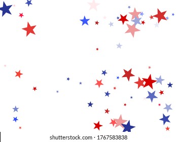 American Independence Day red blue white stars vector backgound. USA flag colors bright fourth of july wallpaper. Flying star sparkles american symbols. Independence day celebration graphics.