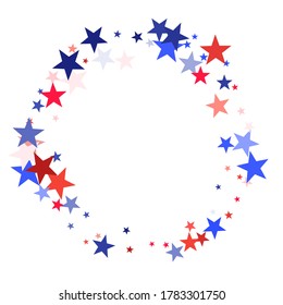 American Independence Day red blue white stars vector backgound. USA flag colors trendy july 4th wallpaper. Flying star sparkles american symbols. Independence day holiday abstraction.