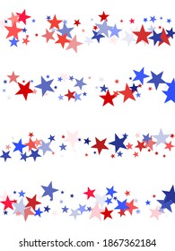 American Independence Day red blue white stars vector backgound. USA flag colors cool fourth of july wallpaper. Flying star sparkles american symbols. Independence day celebration graphics.