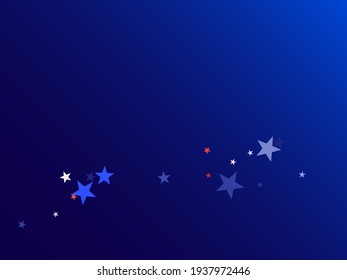 American Independence Day red blue white stars vector backgound. USA flag colors simply fourth of july wallpaper. Flying star sparkles american symbols. Independence day celebration graphics.
