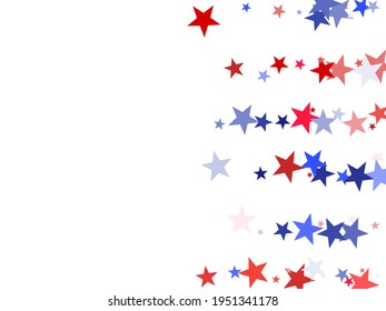 American Independence Day red blue white stars vector backgound. USA flag colors modern fourth of july wallpaper. Flying stars confetti american symbols. Independence day holiday abstraction.