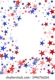 American Independence Day red blue white stars vector backgound. USA flag colors bright fourth of july wallpaper. Flying star sparkles american symbols. Independence day fireworks abstraction.