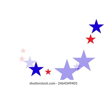 American Independence Day red blue white stars vector backgound.   Flying stars confetti american symbols. Independence day celebration design.